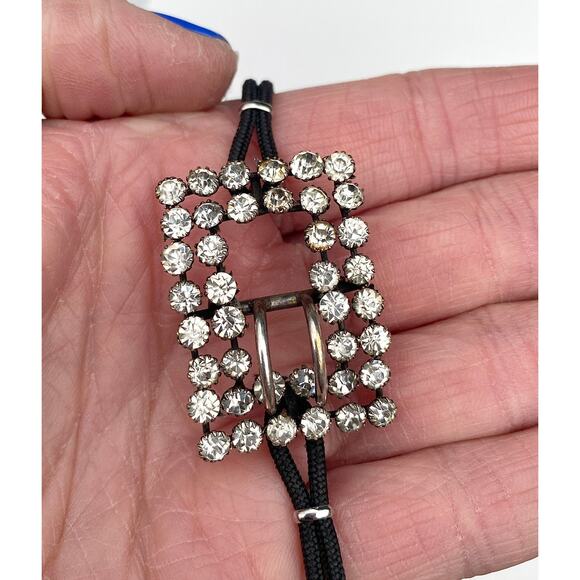Vintage Pendant Buckle Bracelet, Rhinestones, Vintage Style Watchband - Picture 4 of 5